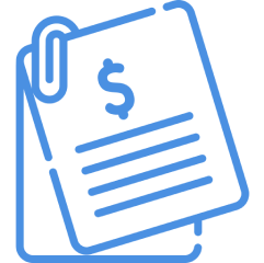 Document with dollar sign and paperclip icon.
