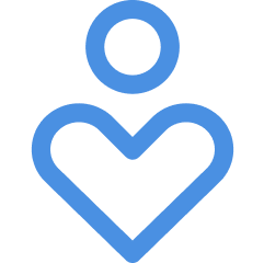 Person icon with heart shape design.