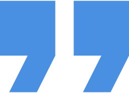 Blue quotation marks on black background.